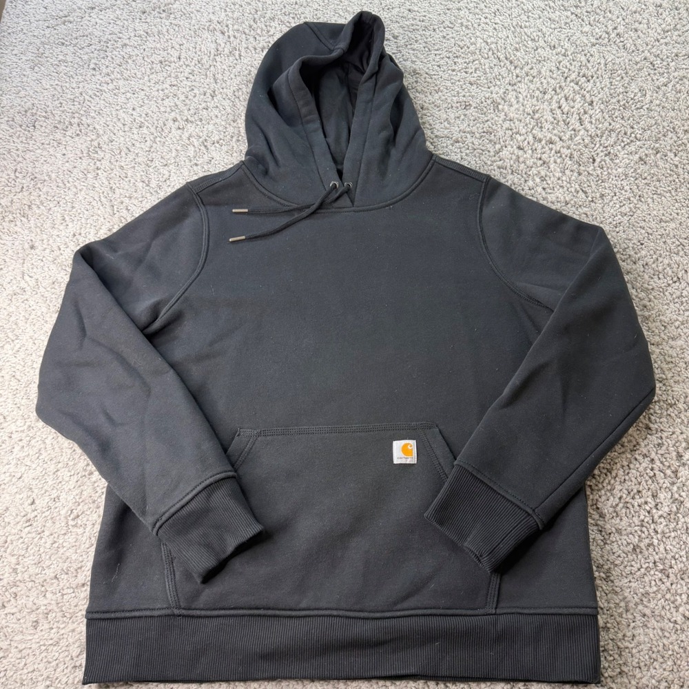 Carhartt Womens Relaxed Fit Fleece Hoodie Black Sweatshirt Size Large L 12-14
